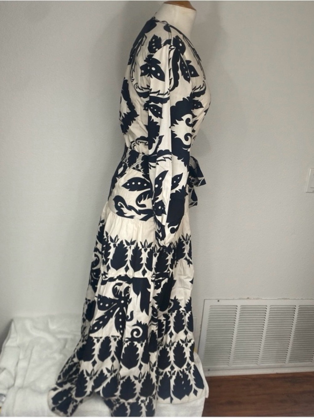 Zara Womens Black Cream Floral Cotton Tiered Maxi Dress Size Small Boho Coastal - Picture 5 of 16